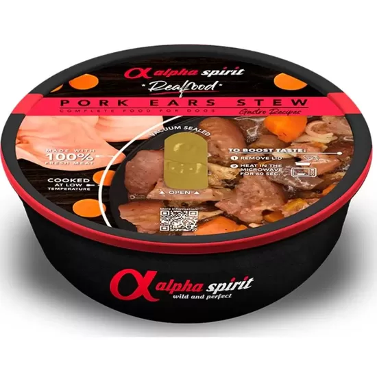 ALPHA SPIRIT Realfood sautētas cūkas ausis ar dārzeņiem 280g
